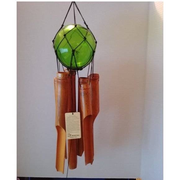 Bamboo & Glass Woodstock Asli Arts Wind Chimes NWT
